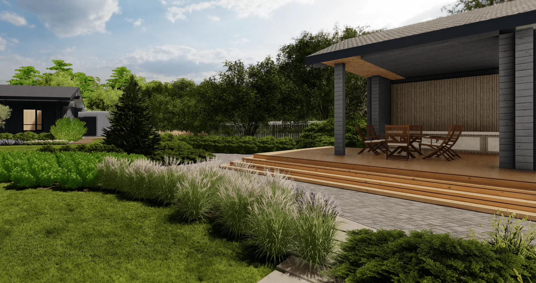 3D визуализация лесного сада в Подмосковье